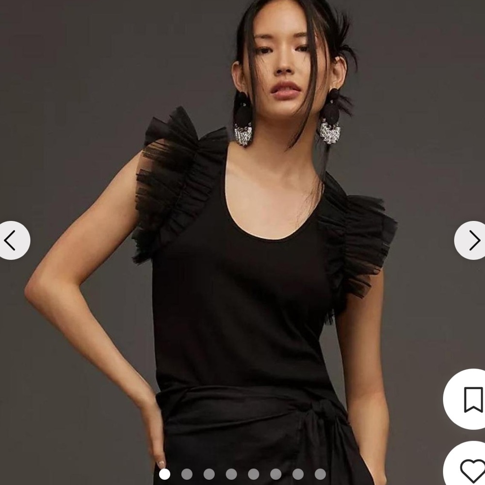 Anthropologie Dolan Black Ruffle Sleeve Tank Top